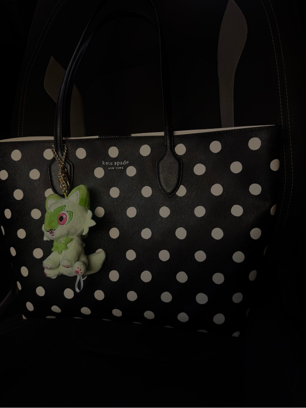 kate spade Black Tote with White Polka Dots
